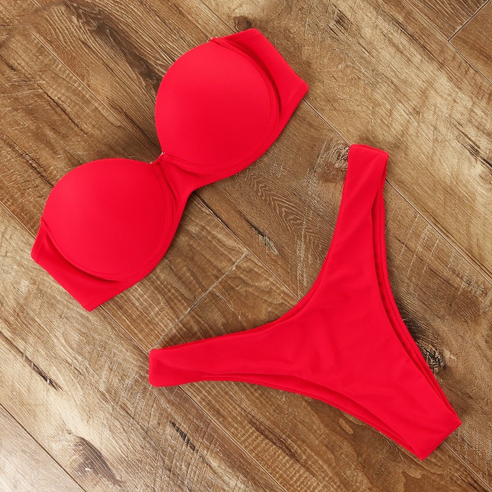 Push Up Bikini Set Women Soft 2-Piece Padded Bathing Suit Beach Vacation Summer Swimwear