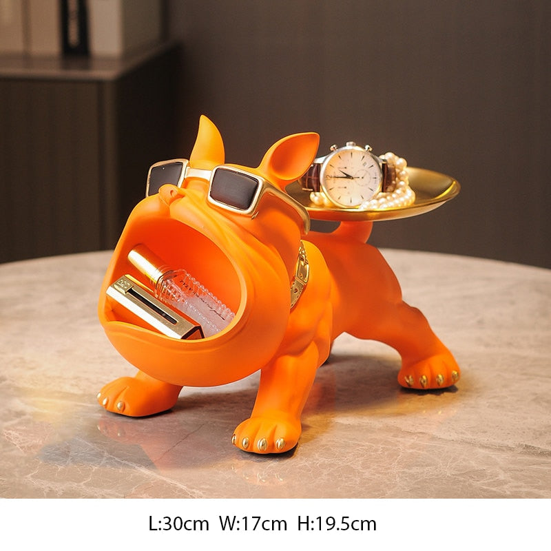 French Bulldog Pop Art Sculpture Storage Box with Tray Dog Statue Home Decor