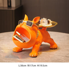 French Bulldog Pop Art Sculpture Storage Box with Tray Dog Statue Home Decor