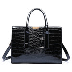 Women's Crocodile Embossed Vegan Leather Tote Bag, Large Capacity Shoulder Bag