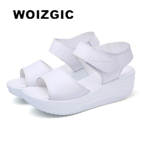 Platform Wedge Sandals Women Genuine Leather Casual Comfortable Summer Beach Vacation Fashion
