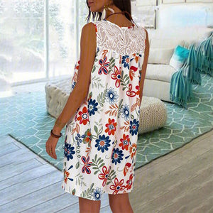 Women's Plus Sizes Summer Dress Sleeveless Floral Print Short Dress