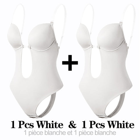 Seamless U Plunge Backless Bodysuit Women Bra Shapewear Slimming Casual Everyday Fashion
