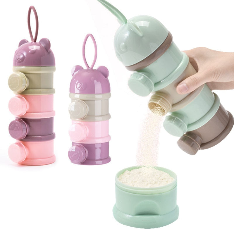 3 & 4 Layer Milk Powder Formula Dispenser Portable Baby Feeding Travel Food Storage Snack Container