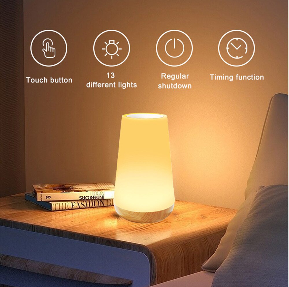 13 Color Changing Night Light for Kids Dimmable Remote Control or Touch USB Rechargeable w/ Timer Function Bedroom Lamp