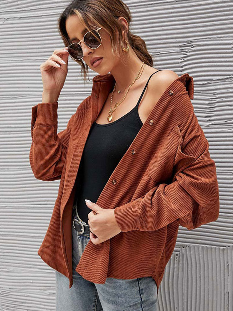 Autumn Womens Long Corduroy  Jacket