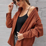 Autumn Womens Long Corduroy  Jacket