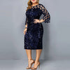 Plus Size Elegant Sexy Sequin Midi Sparkly Dress