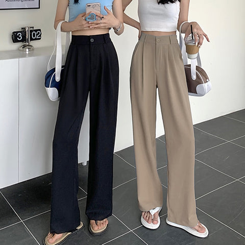High Waist Wide Leg Pants Women Korean Style Casual Comfortable Everyday Fashion Trousers