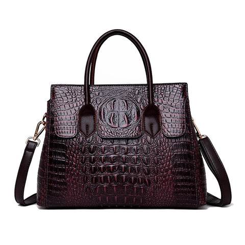 Crocodile Alligator Pattern Genuine Leather Crossbody Bag Women Luxury Elegant Fashion Purse