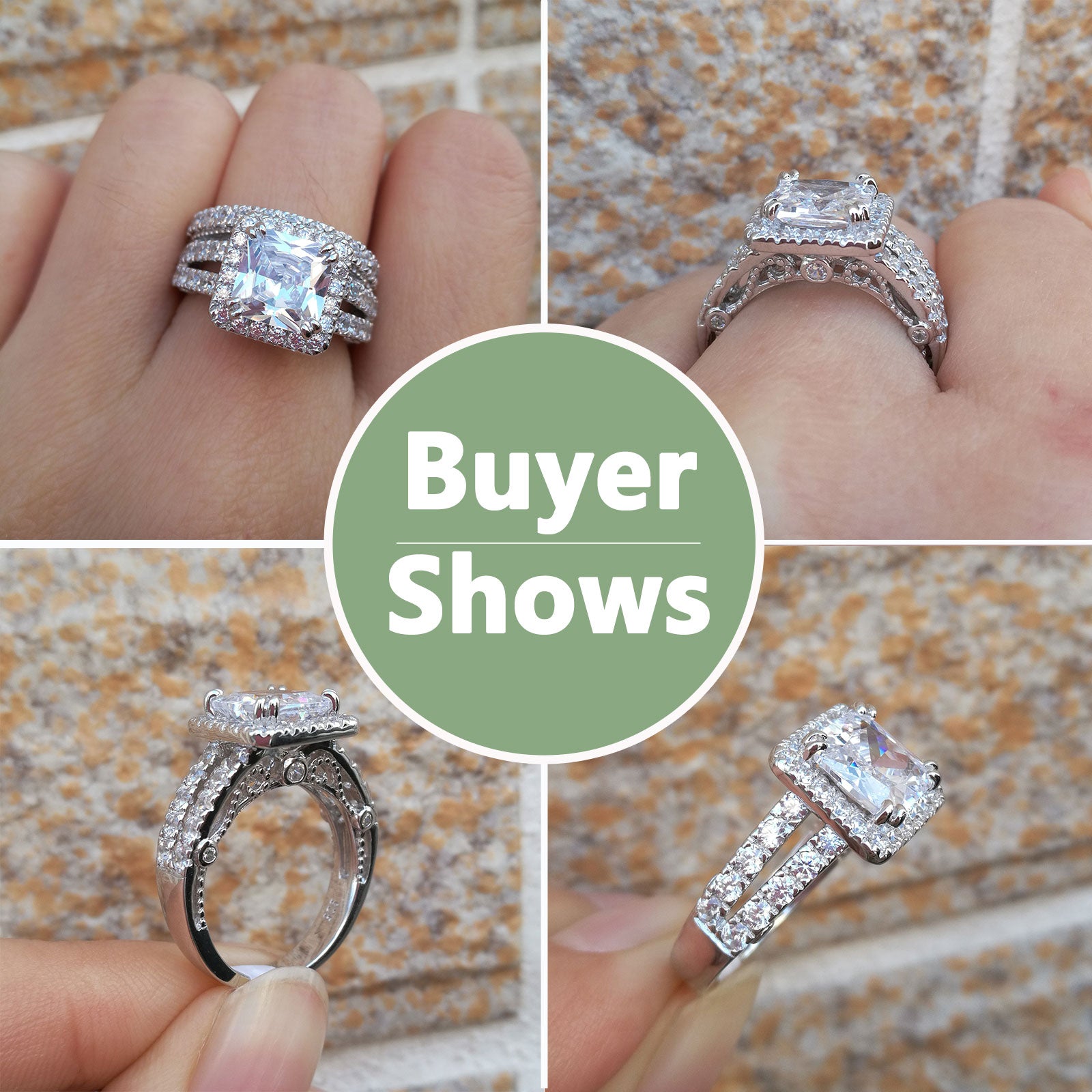 Cubic Zirconia Women's Bridal Set Princess Cut CZ Jewelry Engagement Wedding Rings Set 925 Sterling Silver