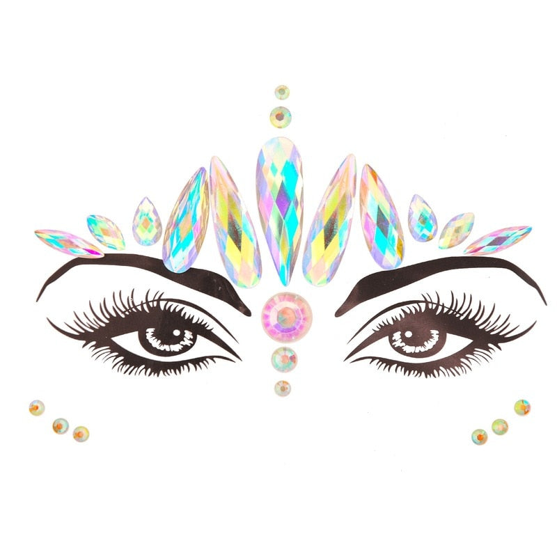 Face Rhinestone Stickers Temporary Face and Body Stick On Jewels