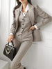 Fashion Womens Vintage 3-Piece Suit Business Straight Pant Suit