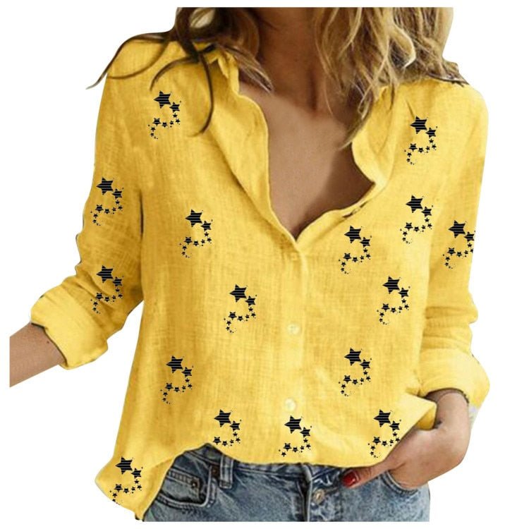 Cotton Linen Long Sleeve Button Shirt Women Plus Size Casual Comfortable Summer Fashion