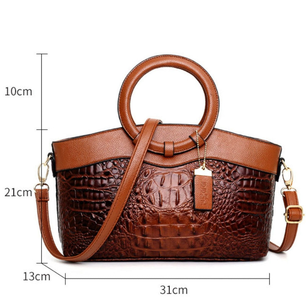 Womens Luxury Handbags Crossbody Bags Crocodile Pattern Genuine Leather Handbag