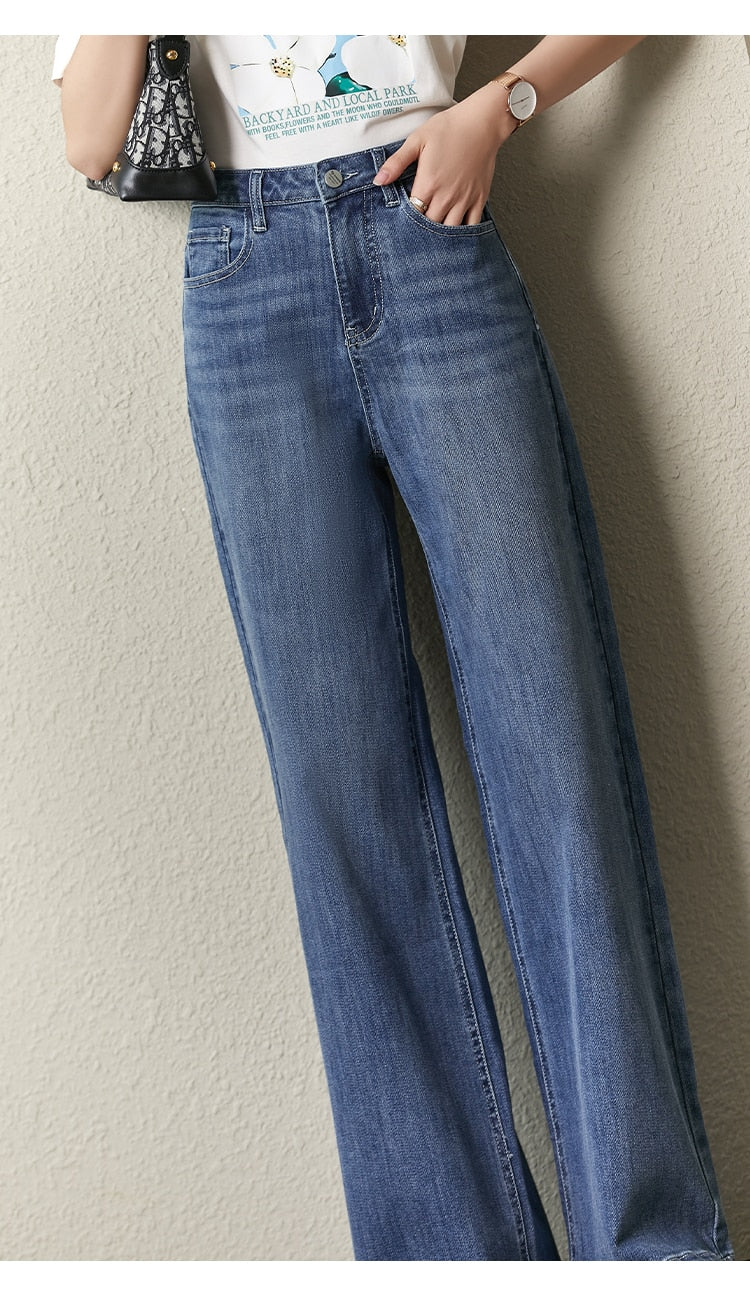 Women Jeans Business Vintage Straight Pants