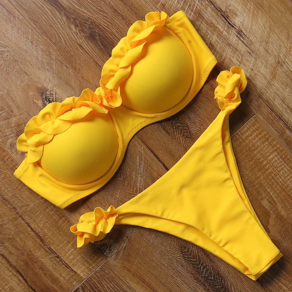 Push Up Bikini Set Women Soft 2-Piece Padded Bathing Suit Beach Vacation Summer Swimwear