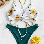 Sexy Bikini Set Flower Print Swimwear Push Up Padded Bathing Suit