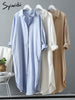 Long Shirt Dress for Women Cotton Spring/Summer Oversized Casual Midi Dresses