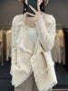 Women's 100% Merino Wool Tassel Cardigan Wide Collar Autumn/Winter Cardigan