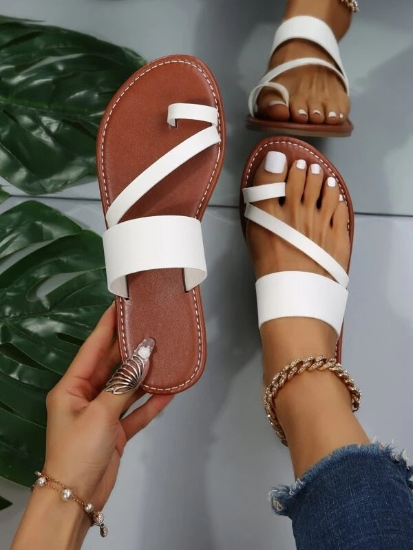 Summer Sandals Open Toe Outdoor Slippers Casual Shoes Plus Size Faux Leather