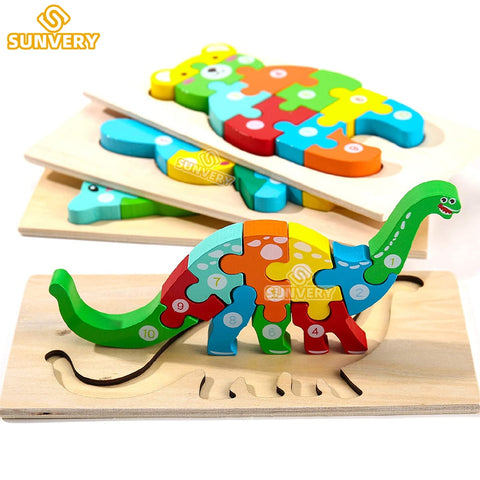 Montessori Wooden Puzzle Kids Ages 2-5 Jigsaw Preschool Learning Educational Toddler Toy Gift
