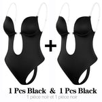 Women Backless Bra Body Shapewear Seamless U Plunge Slimming Bodysuit