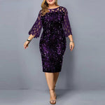 Plus Size Elegant Sexy Sequin Midi Sparkly Dress