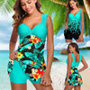 Plus Size Two Piece Swimsuit for Women Flower Print Swimwear Summer Tankini Sexy Swimdress Beachwear