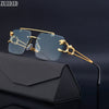 Retro Rimless Sunglasses Square Fashion Shades Tinted Lens Metal Frame Steampunk Glasses