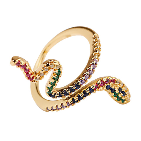Cubic Zirconia Adjustable Ring Women Colorful Crystal Elegant Casual Fashion Jewelry Gift