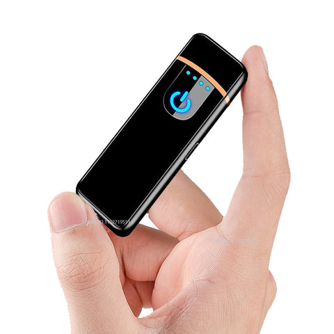 USB Rechargeable Lighter Electronic Windproof Flameless LED Power Indicator Portable Tool