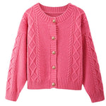 Asymmetric Button Cardigan Sweater Casual Long Sleeve Knit Sweater