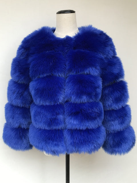 Faux Fur Winter Coat Women Warm Thick Elegant Casual Outerwear Fashion Jacket