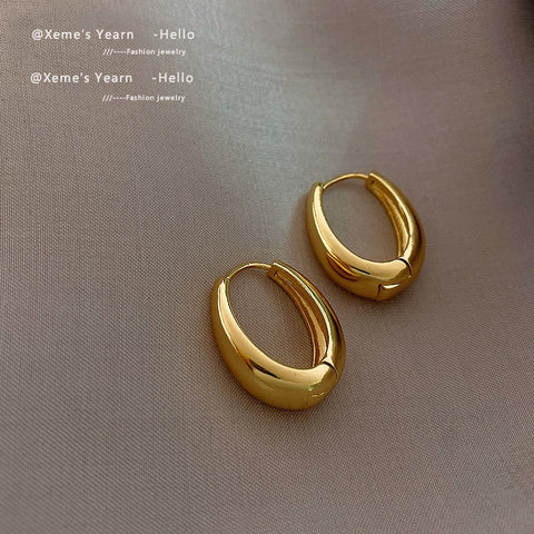 Gold Chunky Hoop Earrings Women Gold Filled Hypoallergenic Elegant Fashion Jewelry Gift