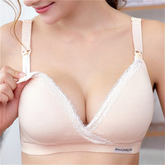 Wireless Nursing Maternity Bra Women's Breast Feeding Bra Postpartum Criss Cross Comfortable Lace Baby Nursing Bra