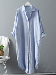 Long Shirt Dress for Women Cotton Spring/Summer Oversized Casual Midi Dresses