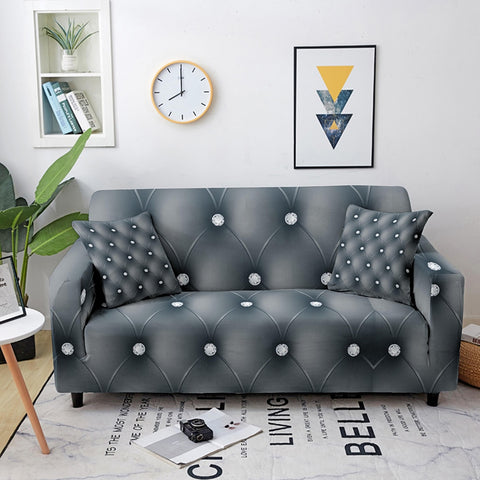 Geometric Print Elastic Stretch Sofa Cover Crystal Slip Cover Home Furniture Protector