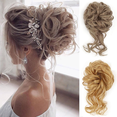 Curly Hair Bun Extension Women Messy Synthetic Scrunchie Chignon Tassel Ponytail Hair Piece