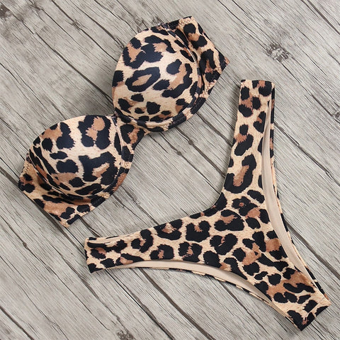 Push Up Bikini Set Women Soft 2-Piece Padded Bathing Suit Beach Vacation Summer Swimwear