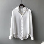 Vintage Fashion Silk Shirt Long Sleeve Loose Fit Blouse
