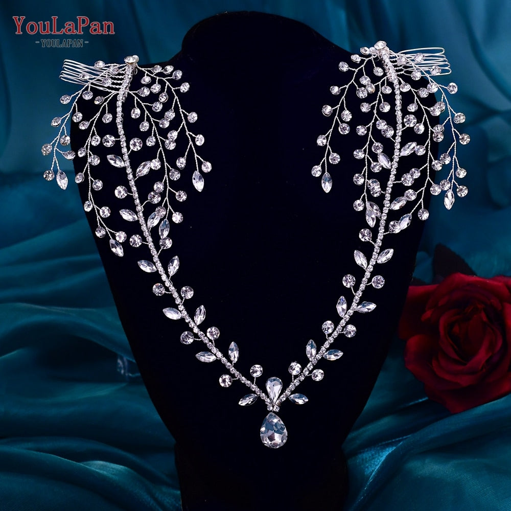 Silver Crystal Rhinestone Flower Tiara Headband Crown Bridal Hair Accessories