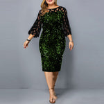 Plus Size Elegant Sexy Sequin Midi Sparkly Dress