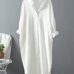 Long Shirt Dress for Women Cotton Spring/Summer Oversized Casual Midi Dresses