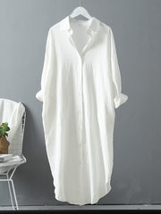 Long Shirt Dress for Women Cotton Spring/Summer Oversized Casual Midi Dresses