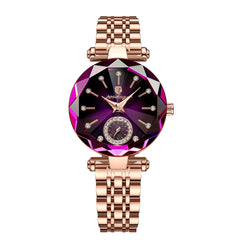 Rose Gold Womens Steel Quartz Wristwatch