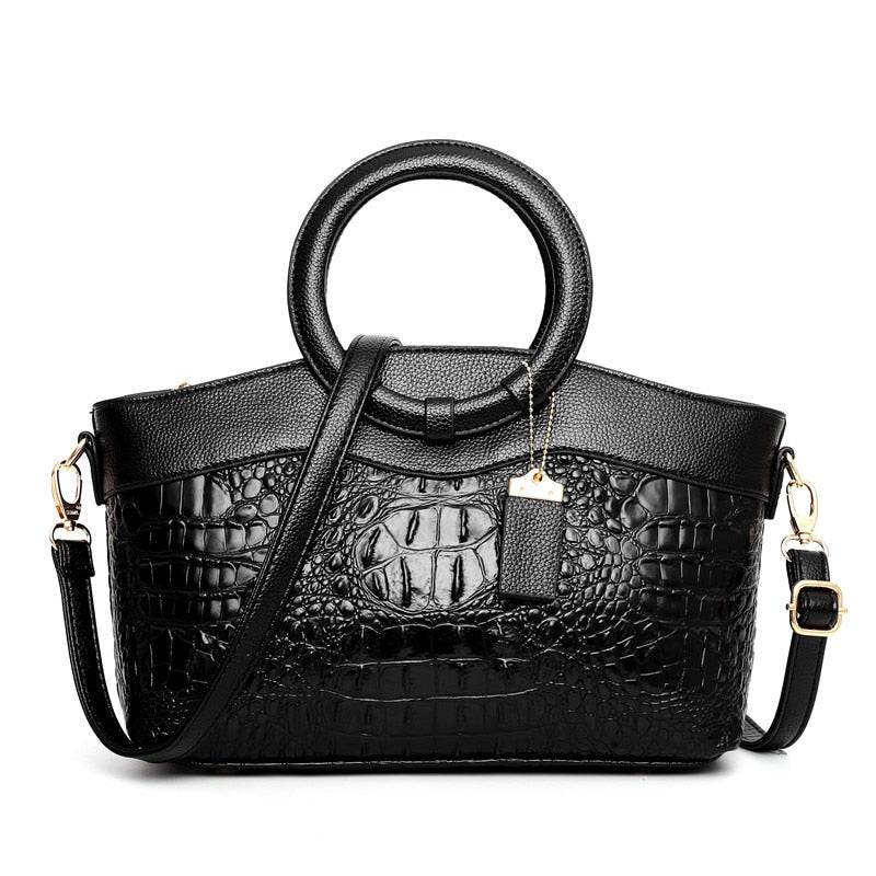Crocodile Pattern Genuine Leather Crossbody Bag Women Luxury Elegant Casual Fashion Handbag