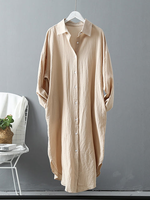 Cotton Oversized Shirt Midi Dress Women Long Casual Spring Summer Beach Vacation Fashion