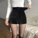Sexy Black Faux Leather Fashion Casual Shorts For Women High Waist Shorts