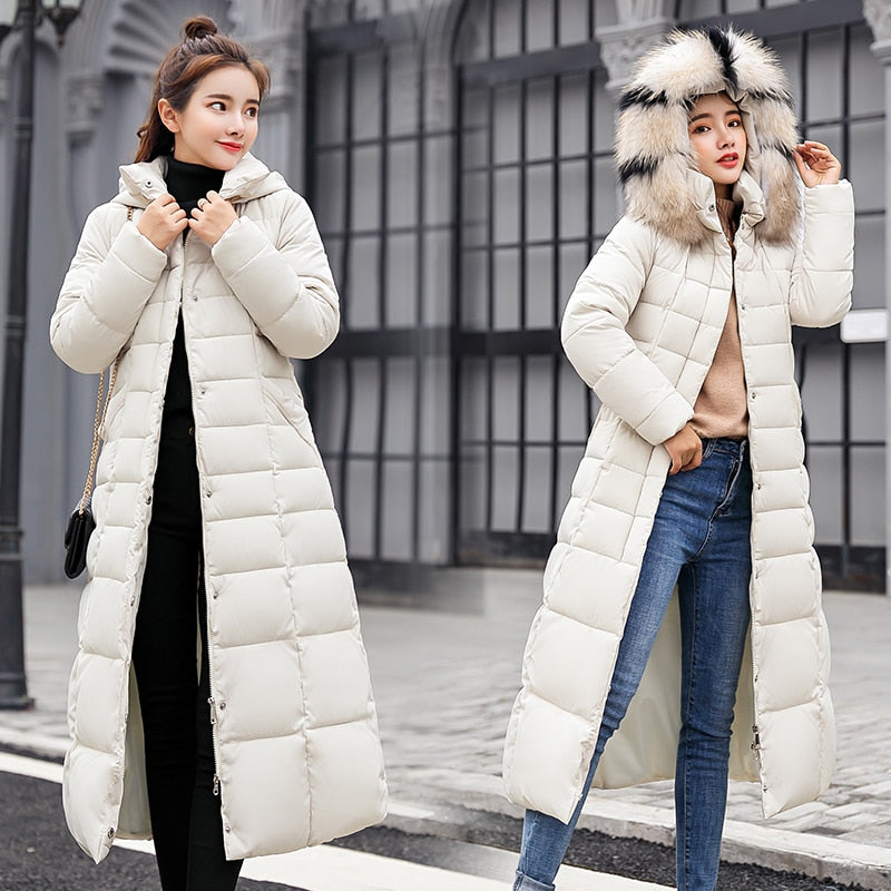 Women's Warm Fashion Winter Coat Fur Collar Long Coat